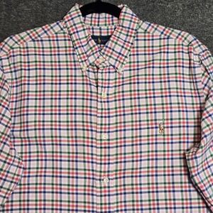 Ralph Lauren TATTERSALL CHECK Shirt Men's L Polo Pony Oxford Blue Green Red Pink